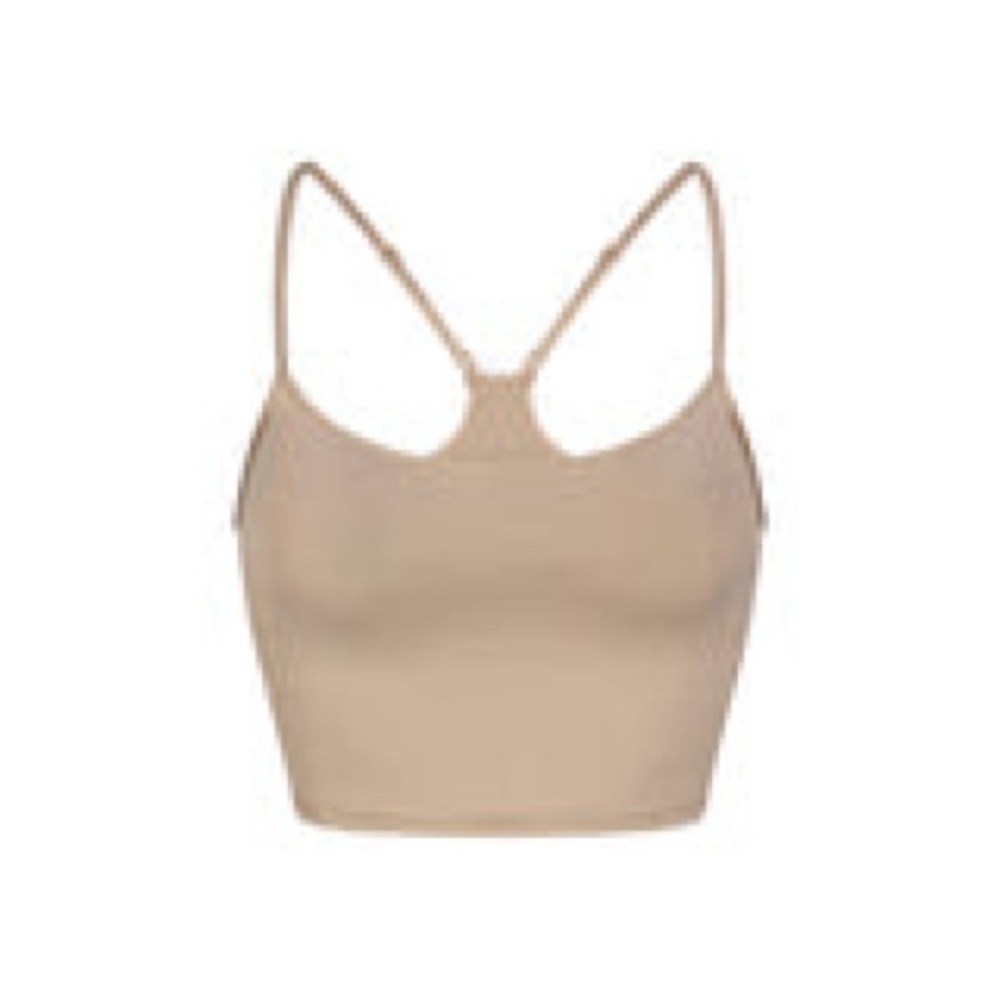 SKIMS 2X CAMI SWIM TOP IN DESERT (KHAKI GREEN/TAN)